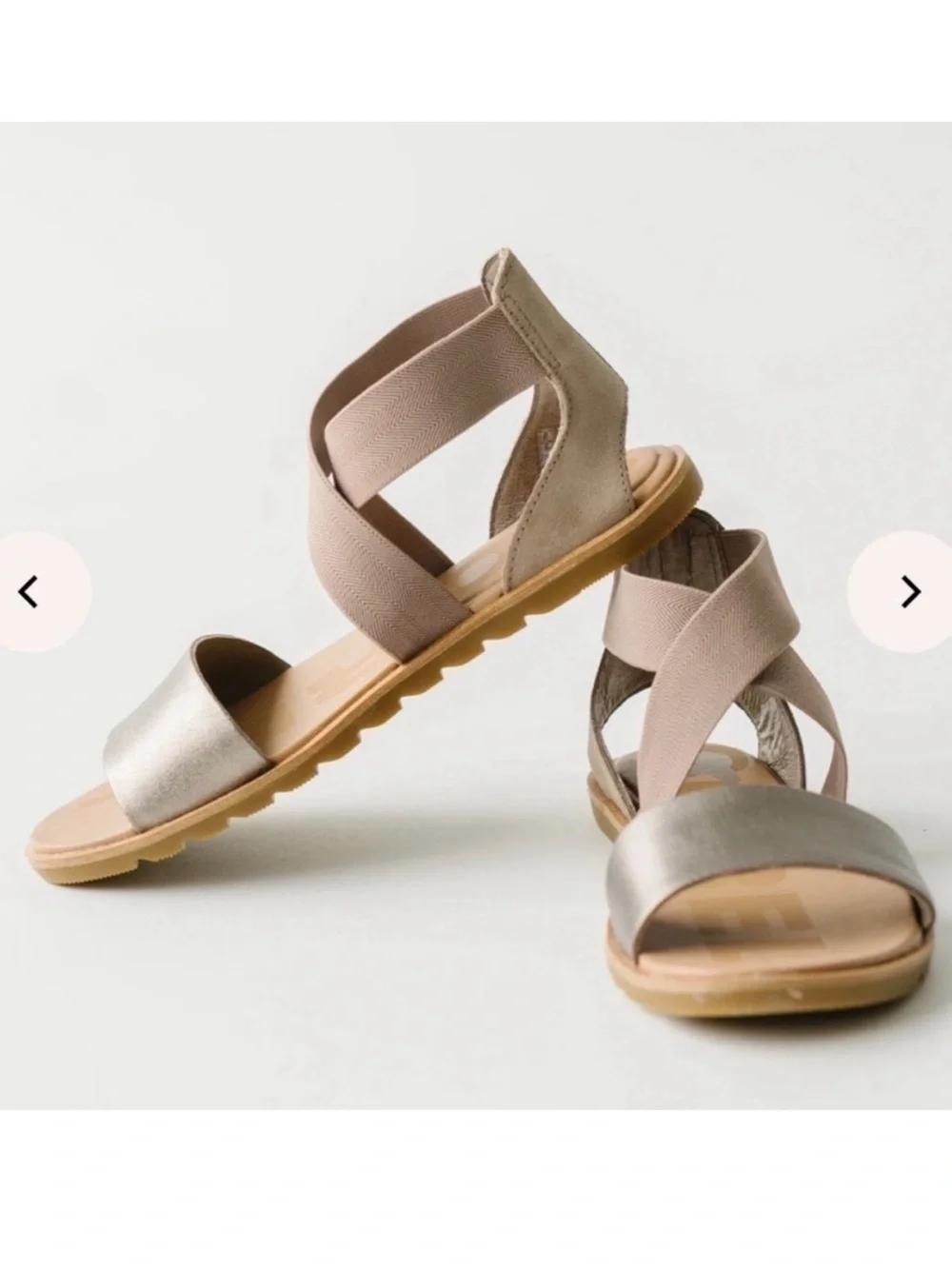 Sorel Ella II Sandals in Ash Brown with Metallic Leather